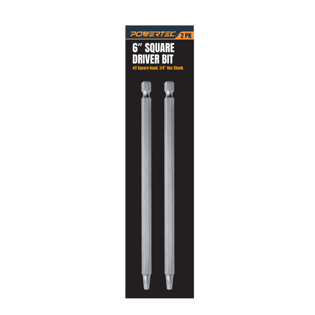 POWERTEC 72259 6-Inch Square Driver Bit Set 2-Pack