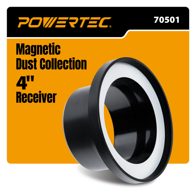 POWERTEC 70501 4 inch steel ring port receiver magnetic dust fitting