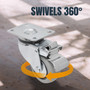 Swivel Double Lock Polyurethane Plate Caster, 3", Gray, 4 PK | POWERTEC Caster, Roller Wholesaler, High Quality with Best Price5