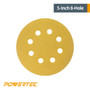 Gold Hook and Loop Disc Assortment Grit 8 Hole 5"-100PK, 80/ 100/ 120/ 150/ 220 Grit | POWERTEC Woodwork Sand, Abrasive Tools & Accessories Wholesaler02