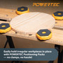 POWERTEC T Track & Work Bench Positioning Plus Work Grippers and Finishing Cone Fits 3/4" Bench Dog Hole, Bench Dog Cookies for Sanding, Routing, Finishing & Painting, 4PK (71820)