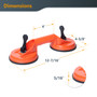 POWERTEC 71882 Glass Suction Cup 1 PK, Double Claw Glass Holder Vacuum Plate to Lift Large Glass / Auto Glass Windshield Installation / Tiles Mirrors Moving
