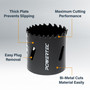 POWERTEC Bi Metal Hole Saws 9-Piece Kit. Universal Arbor & Carrying Case, 3/4" to 2" Bi-Metal Hole Cutter for Cutting and Drilling Wood, Aluminum, Metal, Plastic Materials (14901) 02