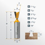 POWERTEC 14 Degree Dovetail Router Bit, 1/2" Cutting Diameter, 1/2" Shank, Tungsten Carbide Router Bit, 1/2" Depth & 2-5/16" Overall Length Fits CNC Router, Handheld Router & Plunge Router, (73052)