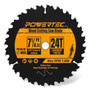 POWERTEC 7-1/4 Inch Circular Saw Blade, 24T, 5/8" Arbor, ATB Carbide Teeth - Thin Kerf Carbide Tipped Wood Cutting Blade, Fast Crosscutting for Softwood & Hardwood (14015)