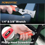 POWERTEC 9-in-1 Painter's Tool w/ 3 Inch Stainless Steel Putty Knife | Straight Scraper, Grout Remover, Roller Cleaning, Can Opener, Bottle Opener, Nail Puller, Screwdriver, 3/8" & 1/4" Wrench (72067)