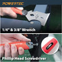POWERTEC 9-in-1 Painter's Tool w/ 4 Inch Stainless Steel Putty Knife | Straight Scraper, Grout Remover, Roller Cleaning, Can Opener, Bottle Opener, Nail Puller, Screwdriver, 3/8" & 1/4" Wrench (72068)
