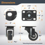 POWERTEC 2" Caster Wheels Set of 4-2 Casters W/Dual Locking Break - Heavy Duty 350 lbs Capacity, 360° Swivel, Plate Mounted, PU Castor Wheels for Furniture, Carts, Trolleys, Toolboxes (17219) 02
