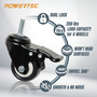 POWERTEC 2 Inch Caster Wheels Set of 4, 3/8"-16 x 1 Stem Casters - 2 Casters W/Dual Locking Break - Heavy Duty 350 lbs, 360° Swivel, PU Castor Wheels for Furniture, Carts, Trolleys, Toolboxes (17220)