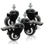 POWERTEC 2 Inch Caster Wheels Set of 4, 3/8"-16 x 1 Stem Casters - 2 Casters W/Dual Locking Break - Heavy Duty 350 lbs, 360° Swivel, PU Castor Wheels for Furniture, Carts, Trolleys, Toolboxes (17220)