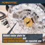POWERTEC 6-5/8" Router Base Plate Clear Acrylic w/Centering Pin, Mounting Screws and Multiple Pre Drilled Holes, Fits Porter Cable, Bosch, Craftsman, Dewalt, Hitachi, Makita, Milwaukee, Ryobi - 72315-03