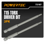 POWERTEC T15 Torx Driver Bit (2 Pack) - for Edge Deck Screws, 4 Inch Long, with Depth Stop, Compatible with Drills & Impact Drivers (72187)