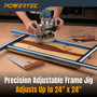 POWERTEC Adjustable Rectangle Router Jig, Frame Template System– Precision Routing Guide for Juice Grooves, Recesses Slots, Inlays and Panel Work Up to 24” x 24" (71867)-02