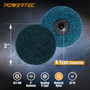 POWERTEC 3-Inch Sanding Discs for Die Grinder & Power Drill – 25pcs Quick Change Type R Discs, 180 Grit Aluminum Oxide Non-Woven Nylon Surface Conditioning Pads for Metal, Wood & Paint Removal (11403) 02