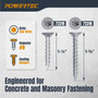 POWERTEC Cement Screws #8 x 1-1/4″, Ruspert Coated Concrete Screws with T25 Torx Star Drive Bit – High-Low Thread Masonry Screws for Cement Board, Concrete & Brick, 200-Pack (72319) 02