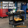 POWERTEC Utility Service Cart, 2 Shelf 550 lb Heavy Duty Rolling Cart with Dual Locking 5" Casters, Tool Organizer Handle, Cup Holder & Accessory Organizer for Garage, Workshop & Warehouse (72414) 03