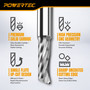POWERTEC CNC Single Flute Solid Carbide End Mill, 4-Pack, 4mm Cutting Diameter, 12mm Cut Length, 4mm Shank, Uncoated Up-Cut Router Bits for Aluminum, Copper, Plastics, Wood & Composite Panels (73072) 03
