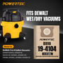 POWERTEC DXVA19-4104 Shop Vac Bags 5PK for Dewalt 5-8 Gallon Wet/ Dry Vacuums DXV05P-QT, DXV05S-QT, DXV06P-QT, DXV06PL, DXV08SA, Replacement Shop Vacuum Dust Collection Filter Bags (75129) 06