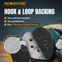 POWERTEC 5-Inch 8-Hole Hook & Loop Wet Dry Sanding Discs, 25PK 80 Grits, Aluminum Oxide with Zirconia, Film Backing Sandpaper for Orbital Sander, Wood, Metal, & Automotive (46808) 06