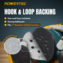 POWERTEC 5-Inch 8-Hole Hook & Loop Wet Dry Sanding Discs, 25PK 60 Grits, Aluminum Oxide with Zirconia, Film Backing Sandpaper for Orbital Sander, Wood, Metal, & Automotive (46806) 06