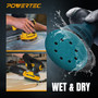 POWERTEC 5-Inch 8-Hole Hook & Loop Wet Dry Sanding Discs, 25PK Assorted Grits (80/120/150/180/220), Aluminum Oxide with Zirconia, Film Backing Sandpaper for Wood, Metal, & Automotive (46800) 07