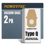 POWERTEC Type Q HEPA Vacuum Bags 2 Pack for Hoover Upright UH30010COM, UH30010, CH50400 Vacuum Cleaners, Replacement Dust Filter Bag for AH10000, 902419001 (75140) 01