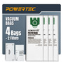 POWERTEC Type U 3D Airclean Vacuum Bags for Miele, 4 Pack Bags & 2 Filters, Replacement Filter Bags for Miele S7000-S7999 Upright and Dynamic U1 Series Vacuums (75144)  01