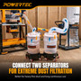 POWERTEC Low Profile Dust Separator for Shop Vac & Dust Collectors, Fits 5 Gallon Buckets, For 2-1/4" Shop Vacuum Port, 2-1/2" & 4" Dust Collection System, Cyclone Dust Collection Kit w/ Hose & Elbow
 09