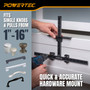 POWERTEC Cabinet Hardware Jig for Knobs & Pulls, Adjustable Drill Guide Template with 5mm Drill Bit, 1"–16" Centering Range, Metric & Imperial Scales for Cabinet Door & Drawer Installation (72427) 02