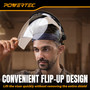 POWERTEC Adjustable Face Shield, ANSI Z87+ High Impact Rated, Anti-Fog Clear Polycarbonate Visor, Ratcheting Headgear with Flip-Up Design & Sweatband - Grinding, Woodworking, Yard & Shop Work (72428) 06