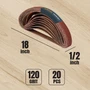 POWERTEC 1/2 x 18 Inch Sanding Belts, 20PK, 120 Grit Aluminum Oxide Belt Sander Sanding Belts for Air File Belt Sander, Woodworking, Knife Sharpening, Metal Polishing (401812) 2
