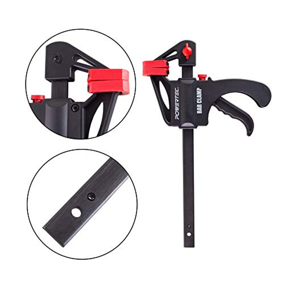 71593 Ratcheting Bar Clamp 6" Quick Release Bar Clamp with 12" Spreader4 PK POWERTEC