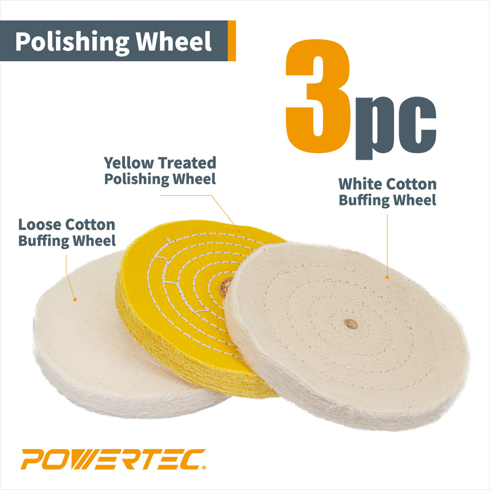 POWERTEC 6 In. Bench Grinder Buffing Wheel Kit With 3-piecs Polishing Compound Set 71631 - The Home Depot