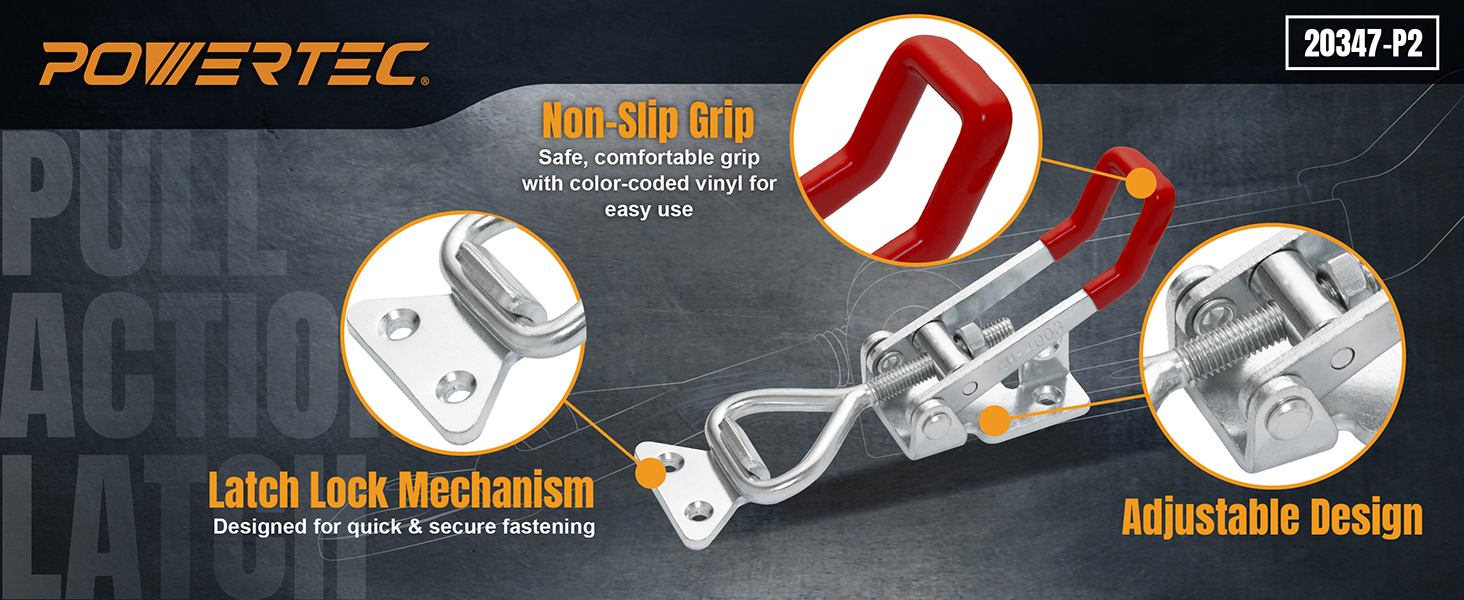 Pull-Action Latch Toggle Clamp, 1320 lbs, 4003 - POWERTEC