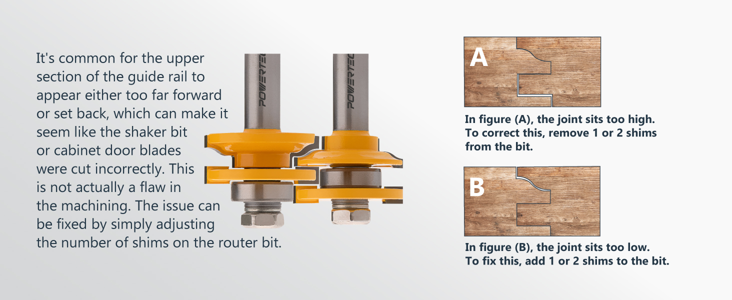 POWERTEC Cabinet Door Rail and Stile Router Bit Set, Ogee Profile – 2-Piece, 1/2" Shank, Tungsten Carbide, Anti-Kickback, Table-Mounted Router Use (73070)