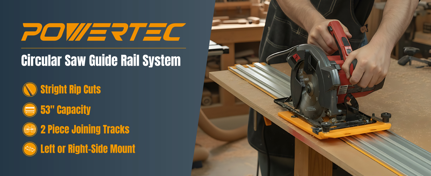 POWERTEC 72094 Circular Saw Track Guide Rail System Banner