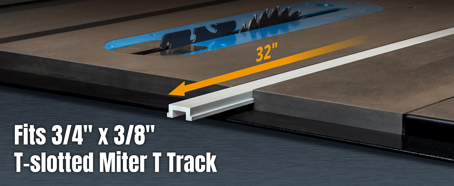 POWERTEC 32-Inch Aluminum Miter T-Bar, 1 PK, For Benchtop Table Saws, Router Tables, Band Saws (72346) 01