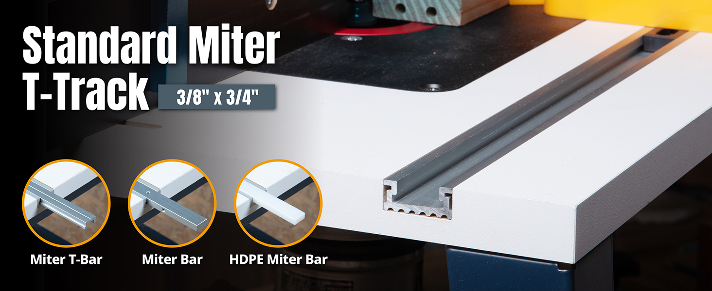 POWERTEC 32-Inch Aluminum Miter T-Track and T-Bar Set, 1 Set, For Benchtop Table Saws, Router Tables, Band Saws (72347) 01