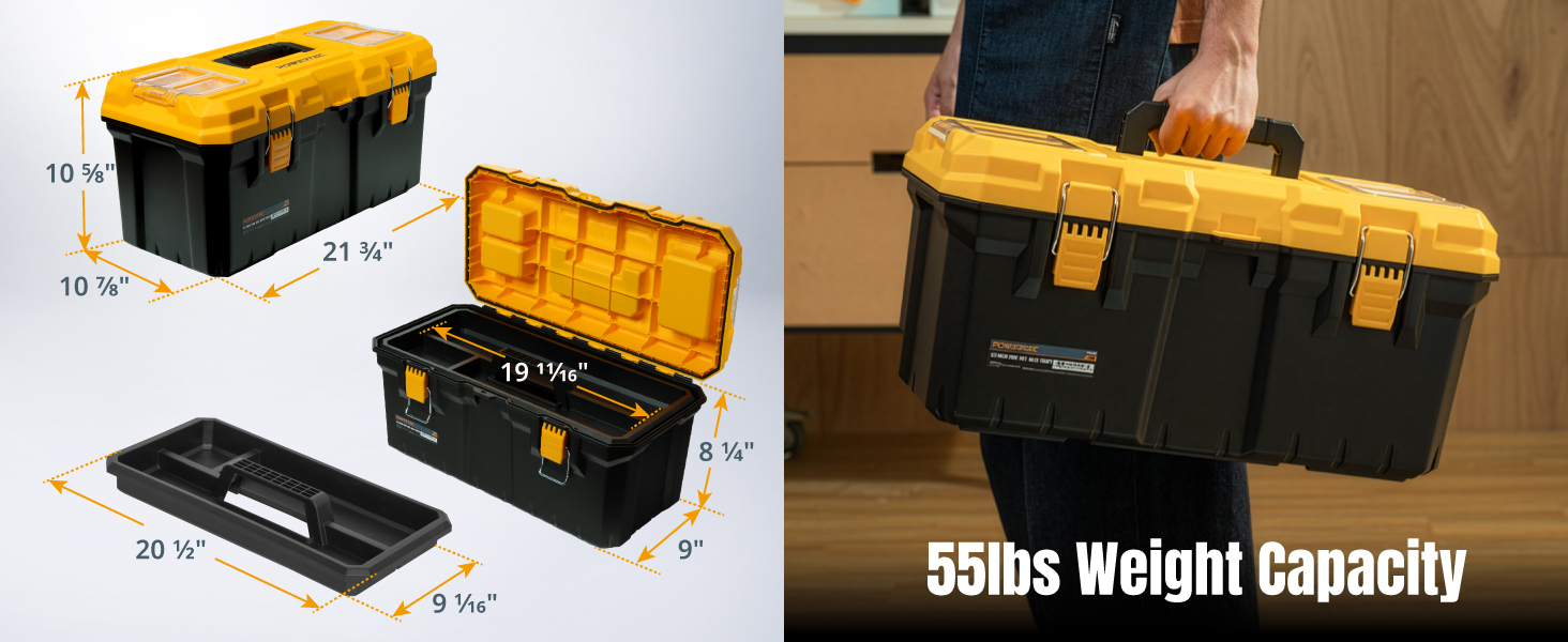 22 inch tool box with removable tray