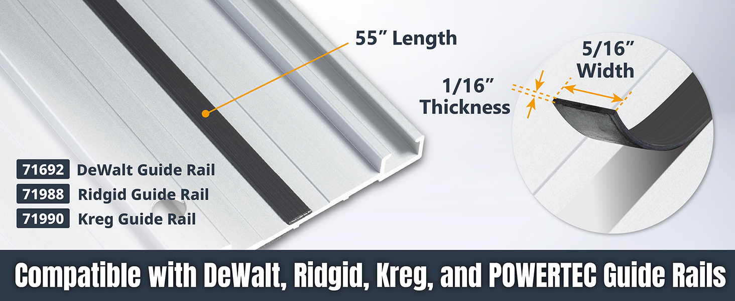 POWERTEC 72278 Track Saw Guide Rail Slide Strip Banner