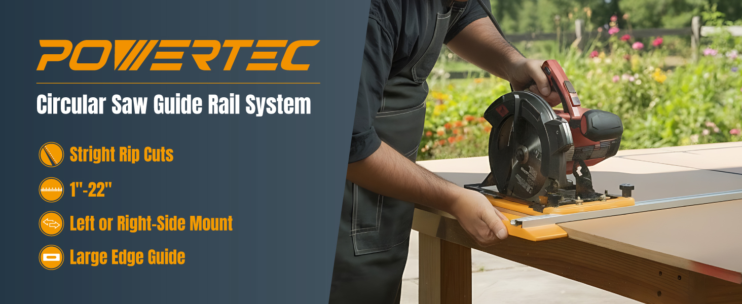 POWERTEC 72093 Circular Saw Guide Rail System Banner