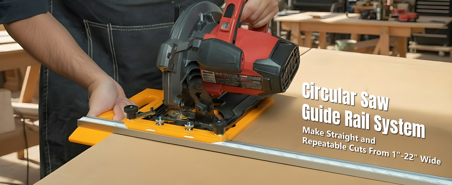 POWERTEC 72093 Circular Saw Guide Rail System in use
