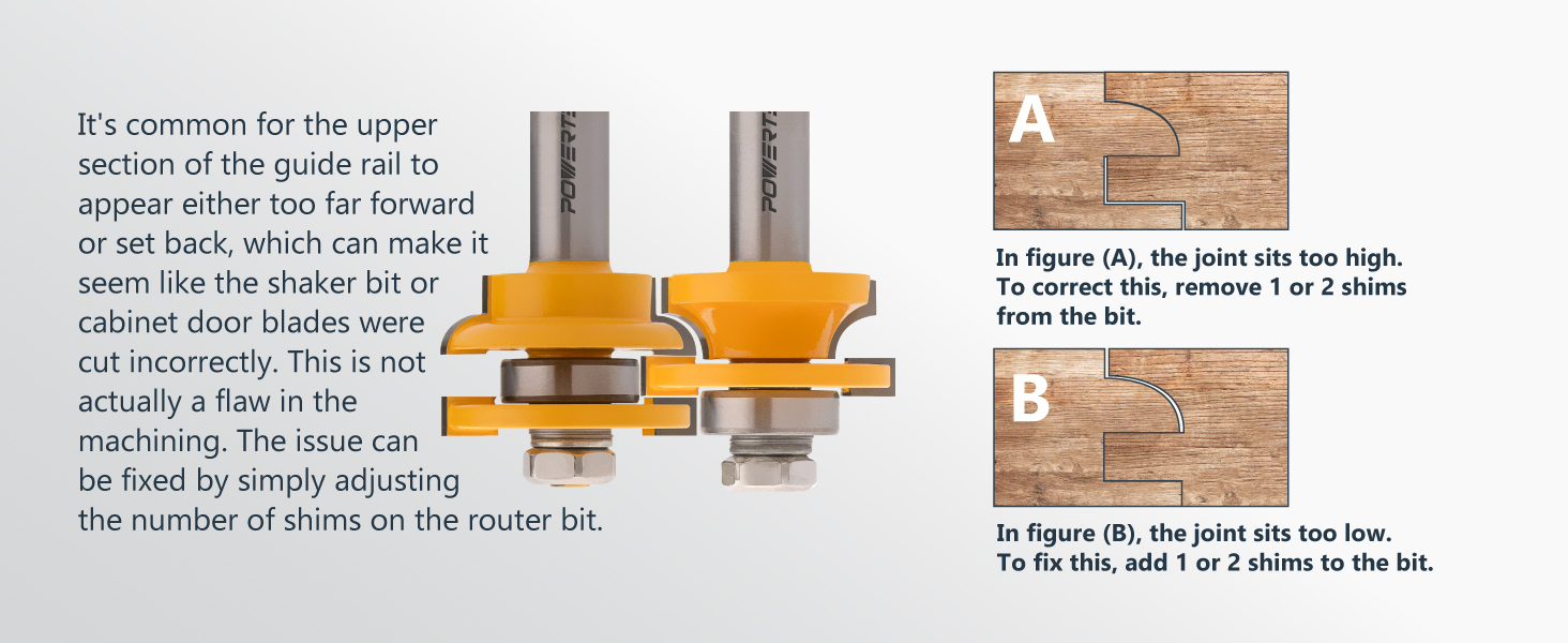 POWERTEC Cabinet Door Rail and Stile Router Bit Set, Roundover Profile – 2-Piece, 1/2" Shank, Tungsten Carbide, Anti-Kickback, Table-Mounted Router Use (73071)
