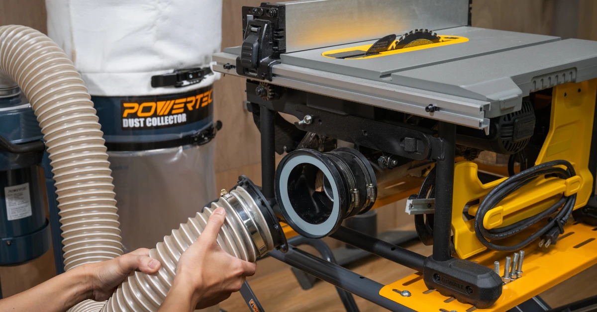 POWERTEC magnetic dust collection fittings quick connect system