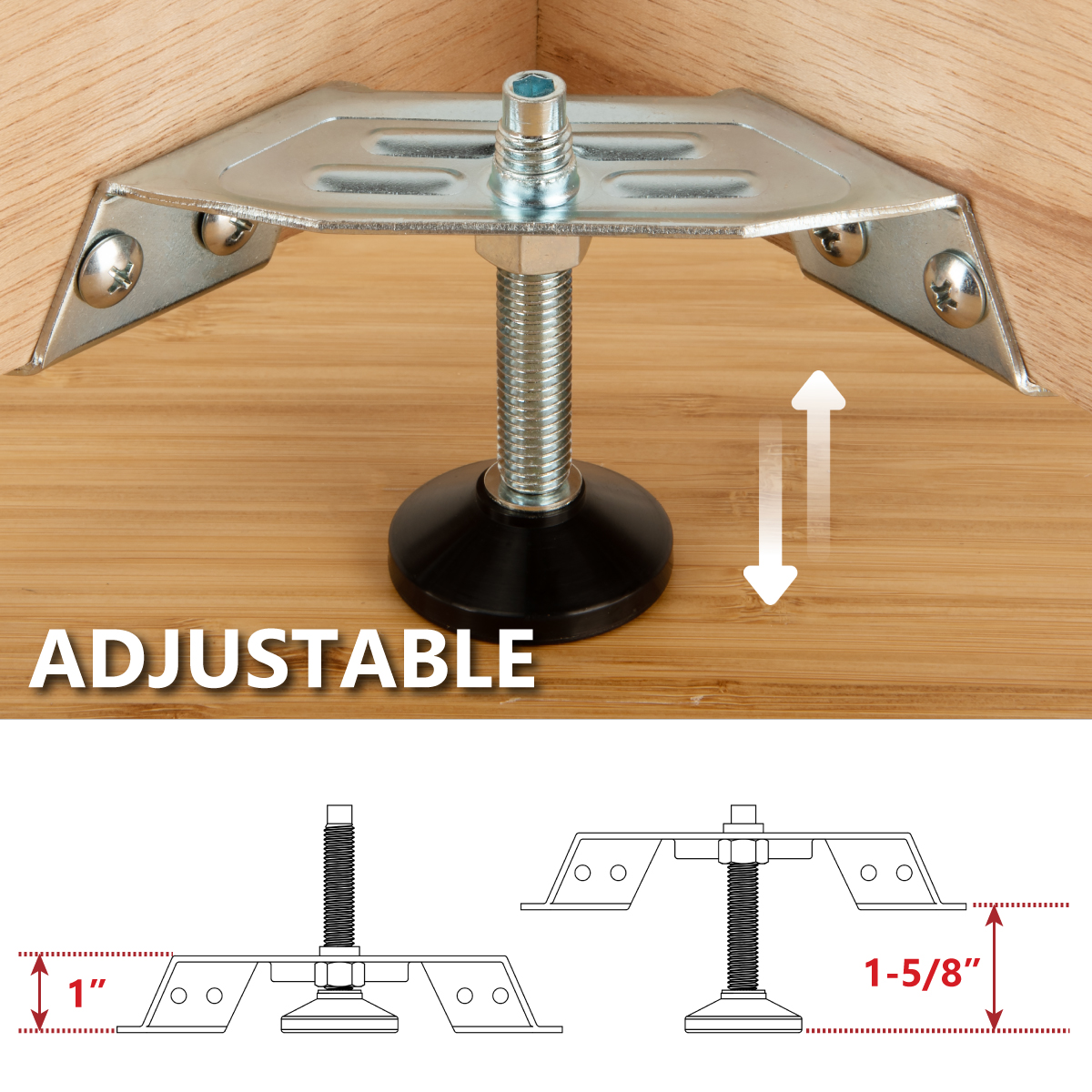 Commercial-Grade Adjustable Leveling Feet - Easy Install Furniture Feet Levelers For 5 thumbnail image