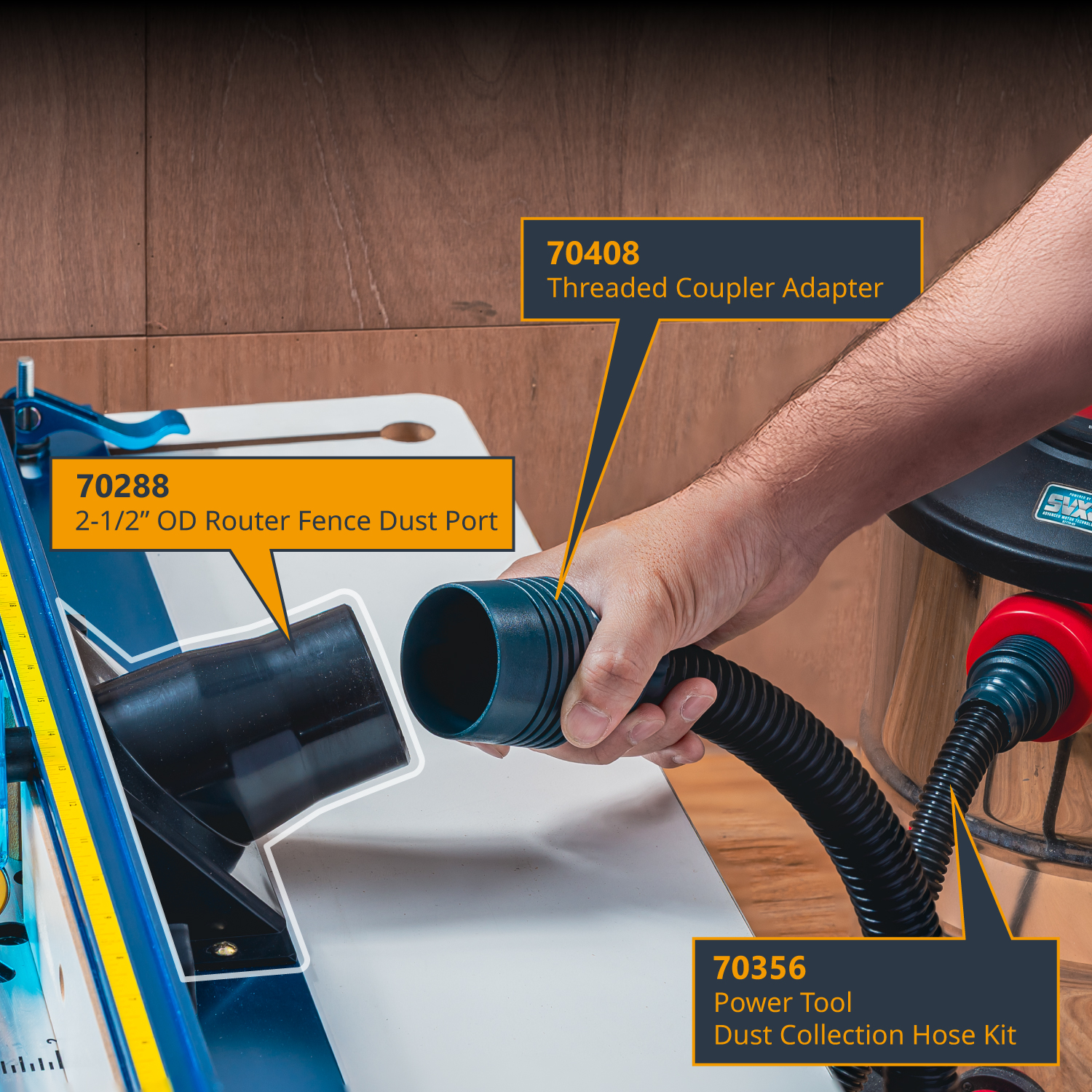 Router Table Dust Port-Saw Dust Collection Hose 2-1/2