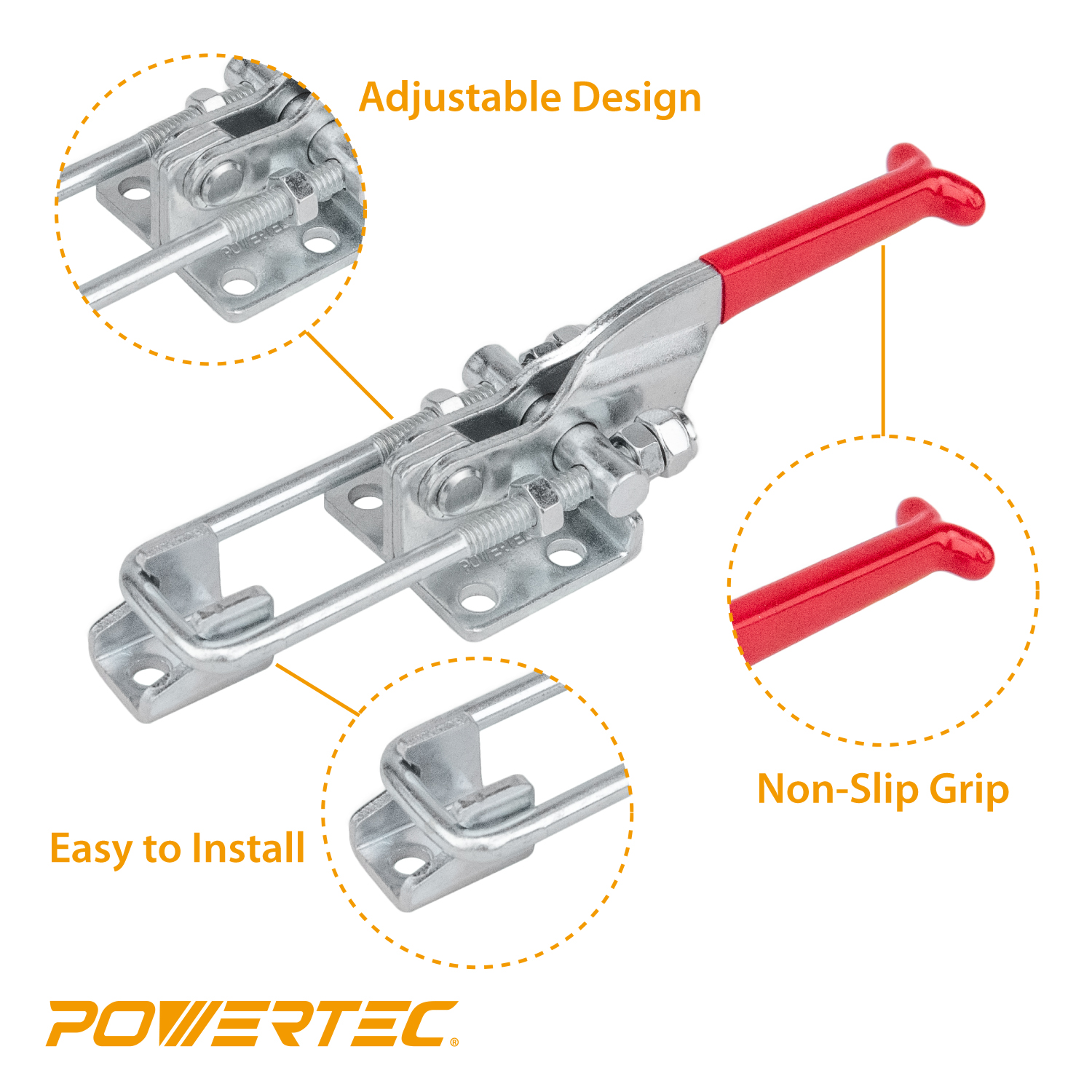 パワーテックカ-ルアタッチメント POWERTEC 2PK Strap Clamps for Woodworking – Quick Release
