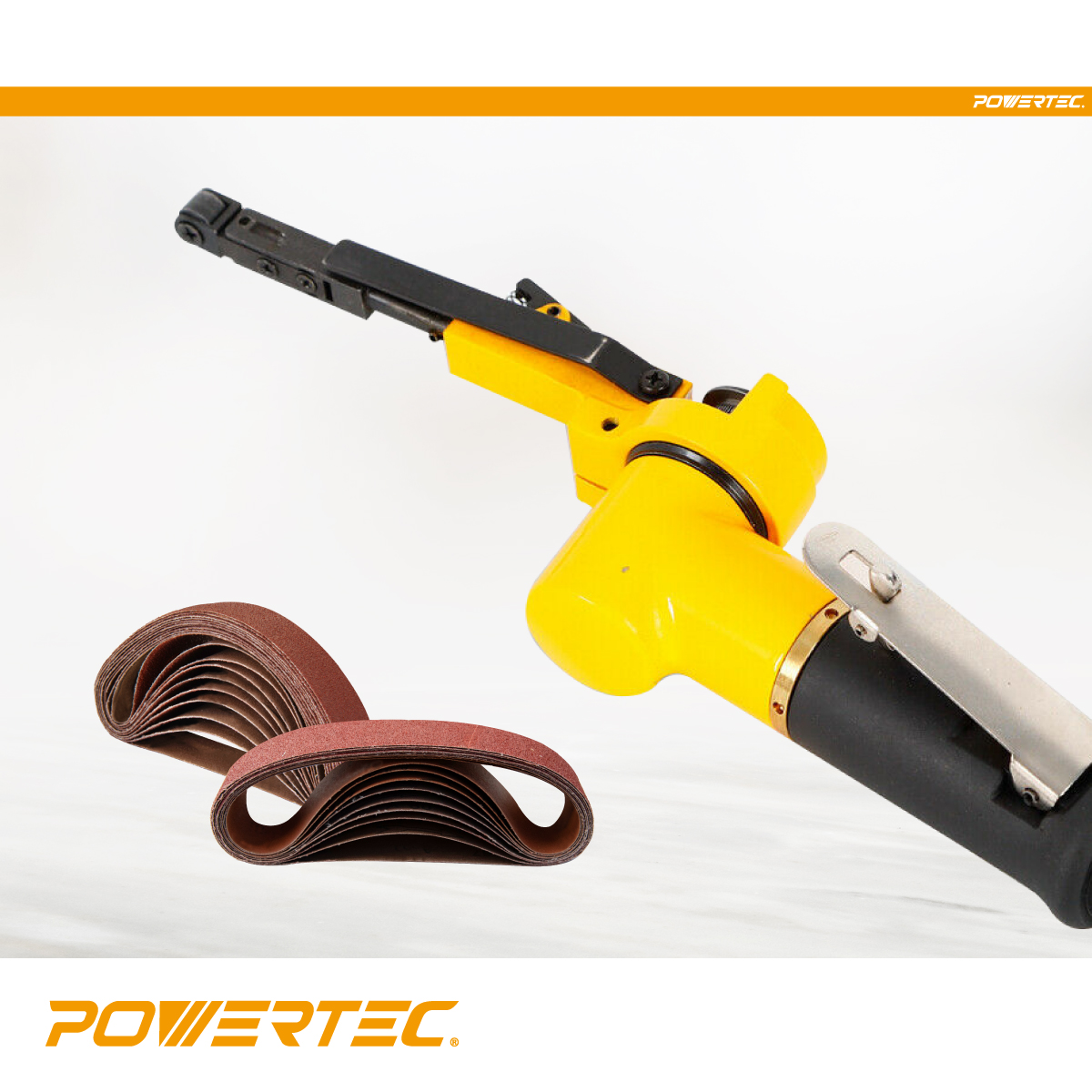 POWERTEC 3/8 x 13 Inch Sanding Belts for Air Belt Sander, 120 Grit