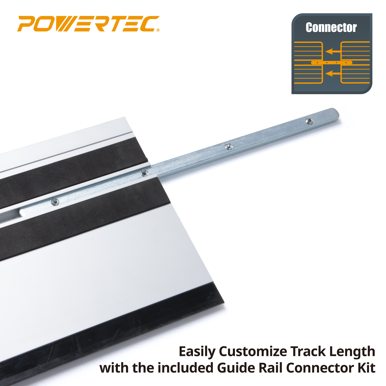 POWERTEC 110" Track Saw Guide Kit For DeWalt, Includes 2PK 55" Guide Rails, 1PK