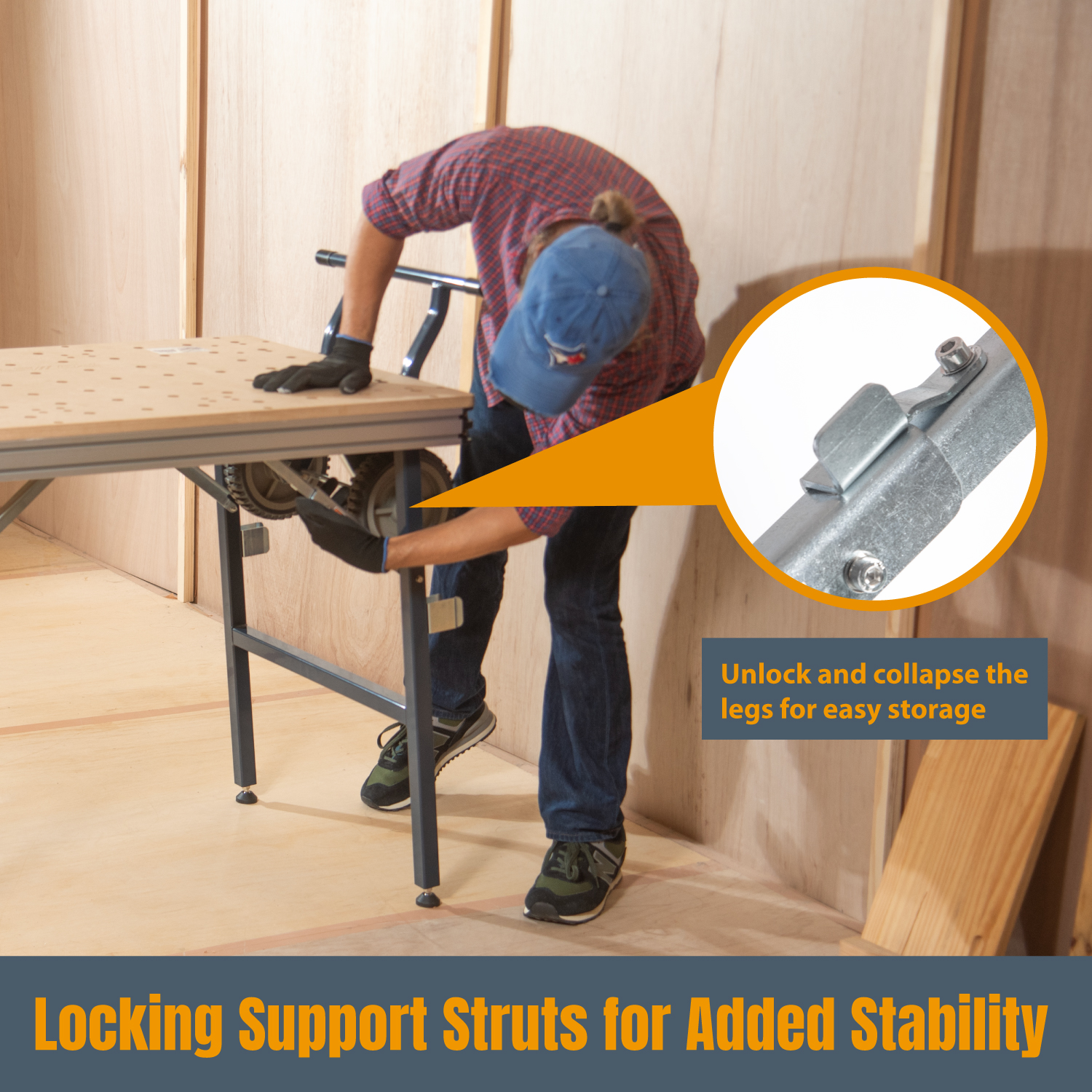 MT4012 Heavy Duty Portable Workbench with Wheels Fold Up-POWERTEC